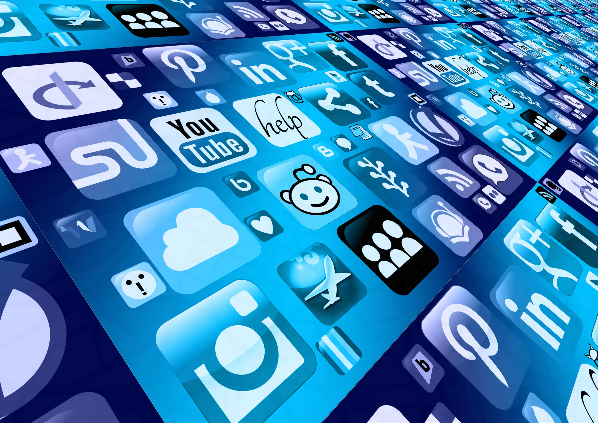 A group of diverse business icons and symbols floating in a digital space, connected by lines and arrows, representing virtual collaboration tools for small businesses