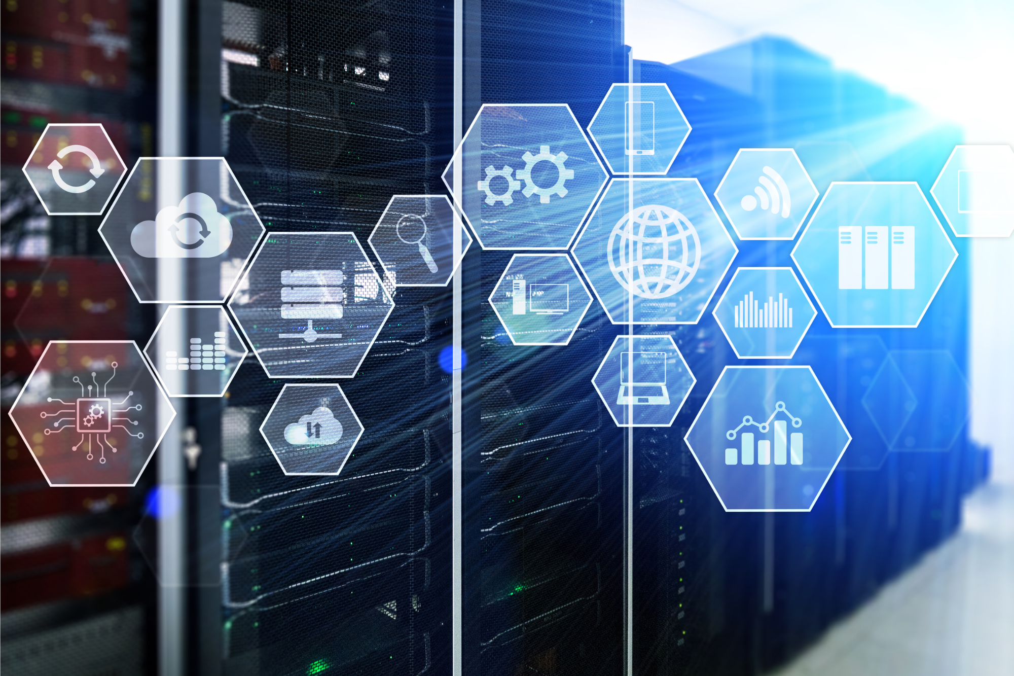 A small business office with a streamlined IT setup and remote access capabilities
