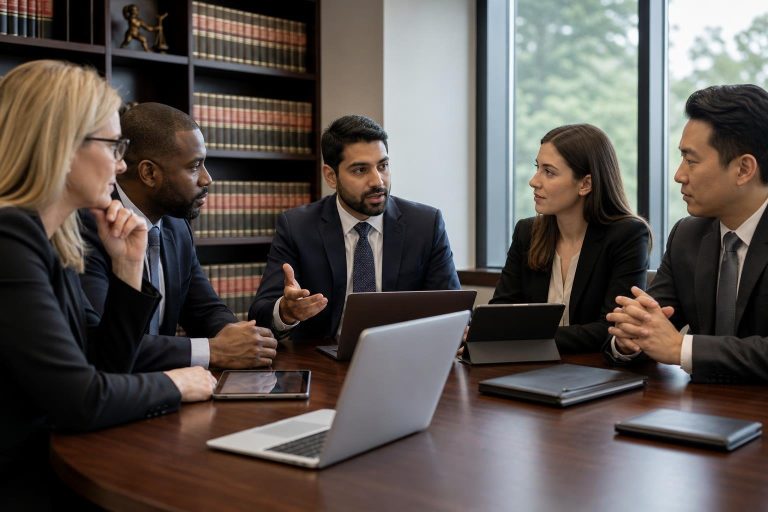 How to Evaluate a Managed IT Provider for Your Law Firm: A Compliance-First Checklist Law firm team evaluating a managed IT provider for law firms during a compliance review.